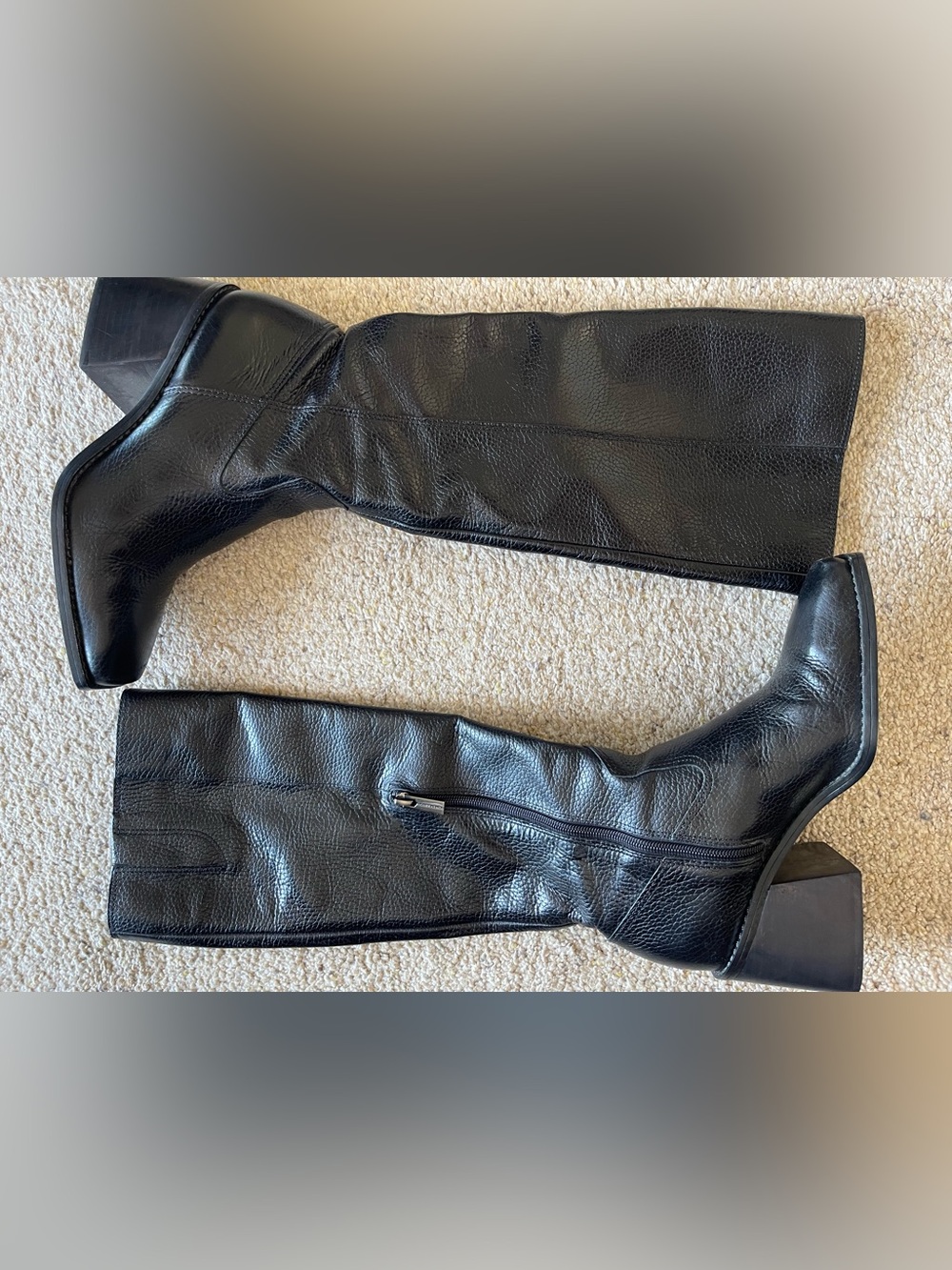 Vince Camuto Black Leather Knee-High Heeled Boots ( Narrow )